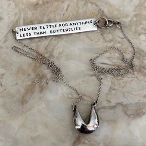 925 SS Fortune Cookie “Never Settle For Anything Less Than Butterflies Necklace